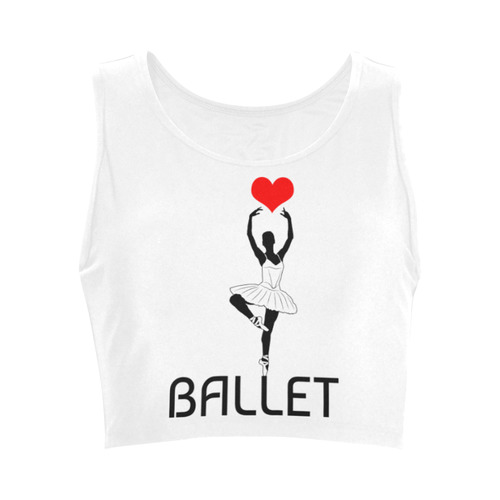 Ballerina Ballet Red Heart Beautiful Art Black Wow Women's Crop Top (Model T42)