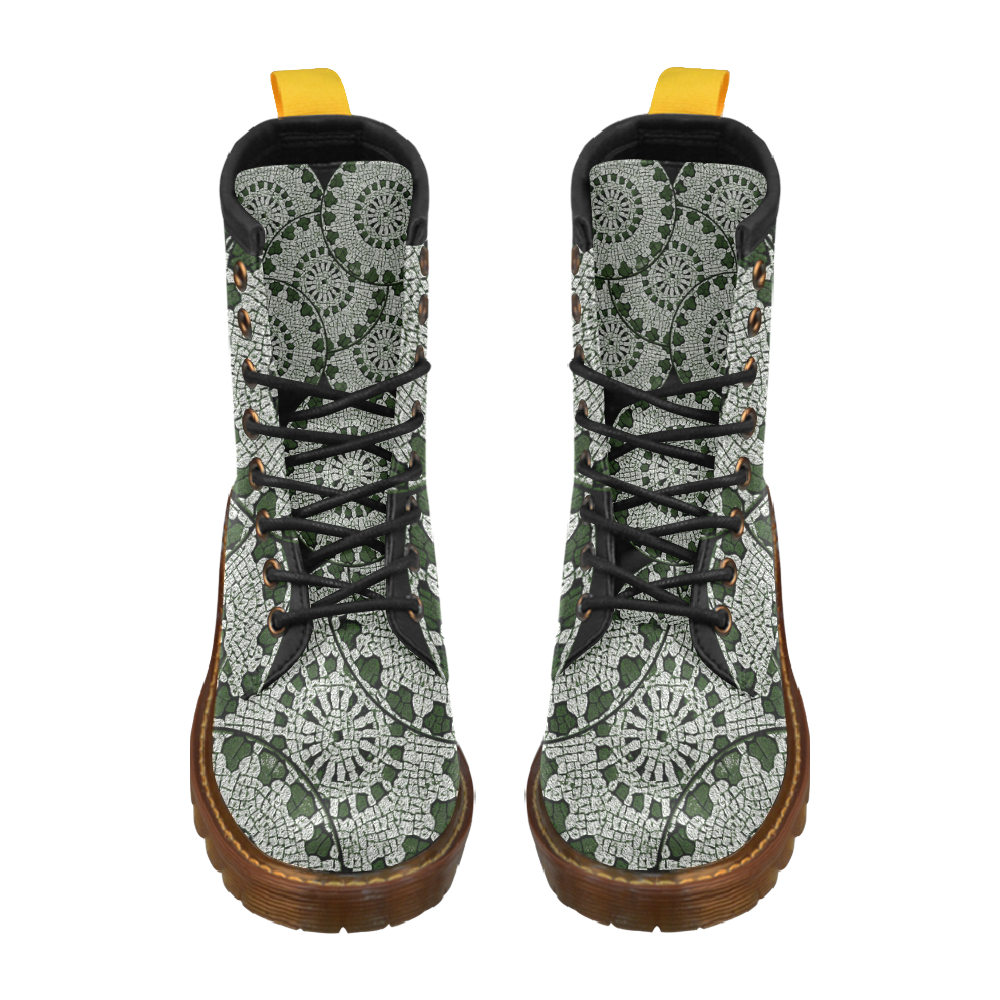 LACE DARK GREEN High Grade PU Leather Martin Boots For Women Model 402H