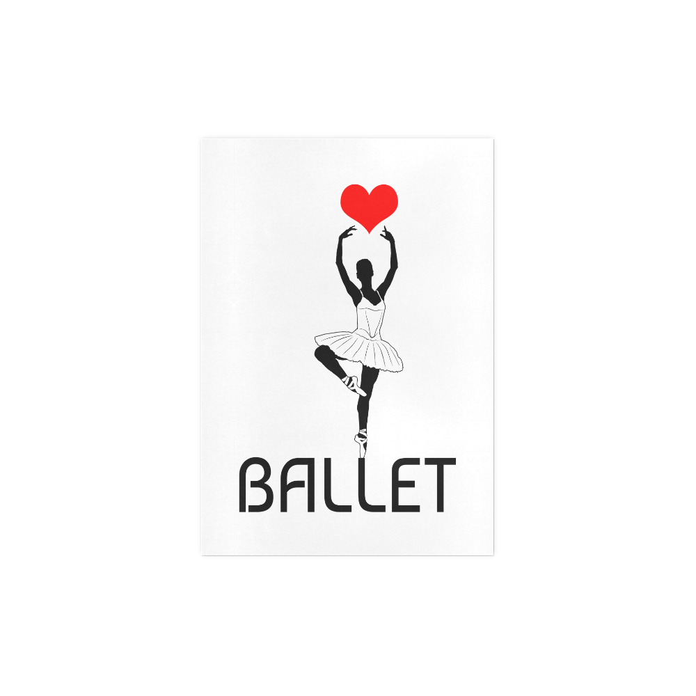 Ballerina Ballet Red Heart Beautiful Art Black Wow Art Print 7‘’x10‘’