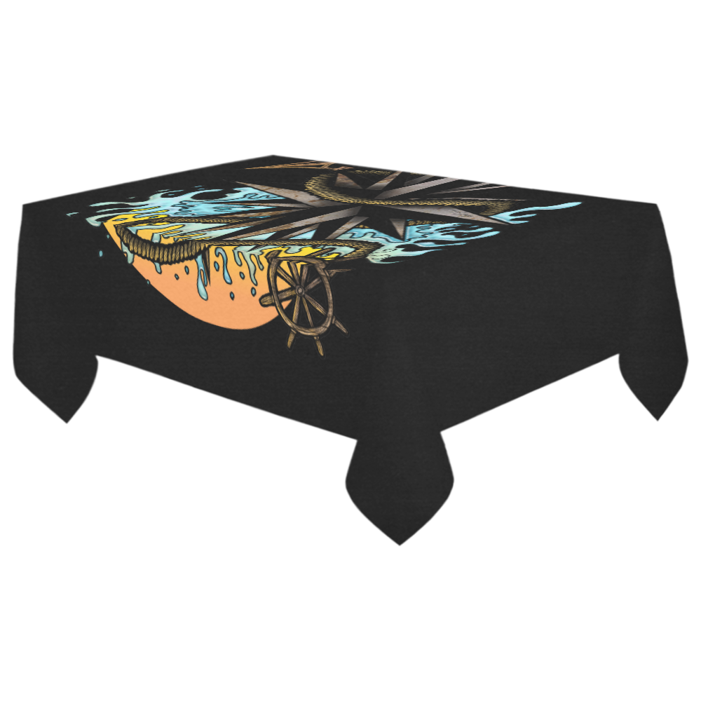 Nautical Splash Cotton Linen Tablecloth 60"x 104"