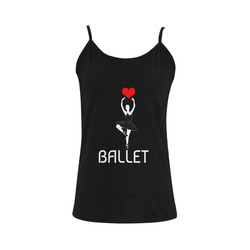Ballerina Ballet Red Heart Beautiful Art White Fun Women's Spaghetti Top (USA Size) (Model T34)