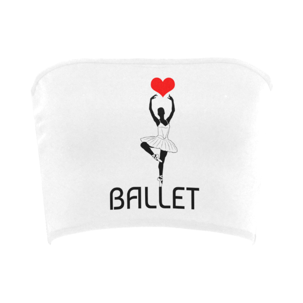 Ballerina Ballet Red Heart Beautiful Art Black Wow Bandeau Top