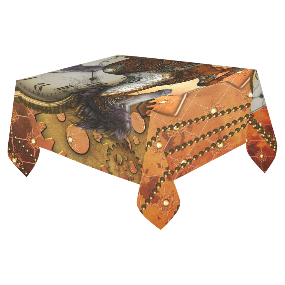 Steampunk, awesome steampunk horse Cotton Linen Tablecloth 52"x 70"