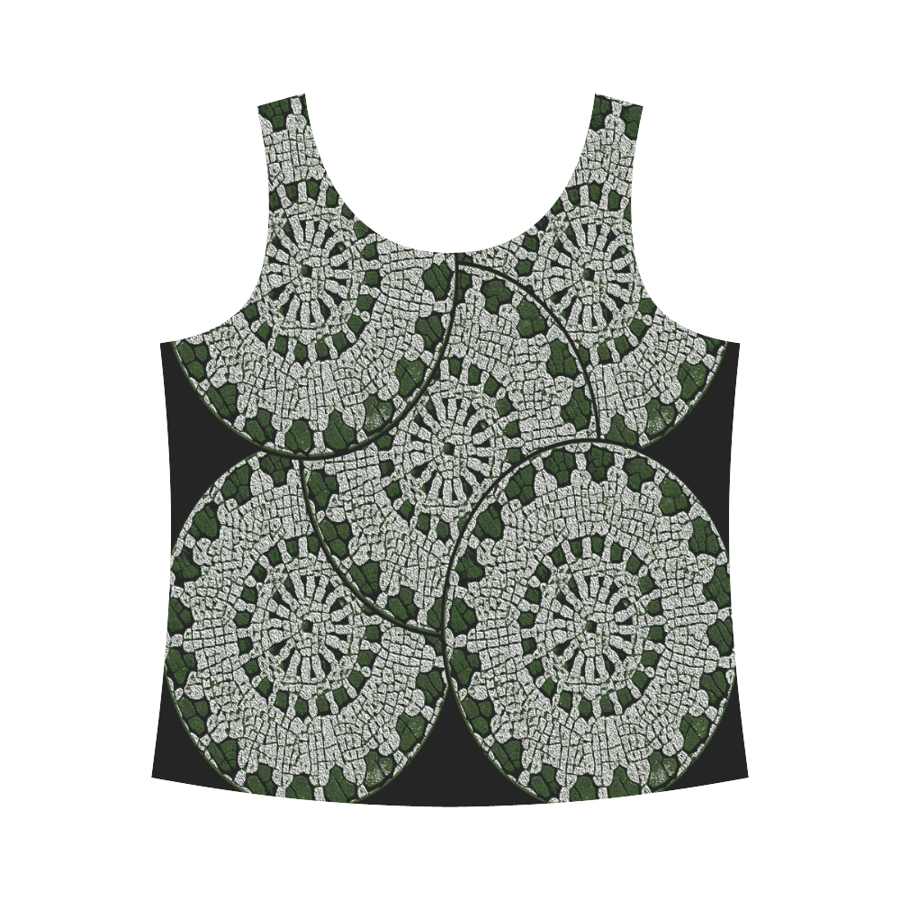 LACE DARK GREEN All Over Print Tank Top for Women (Model T43)