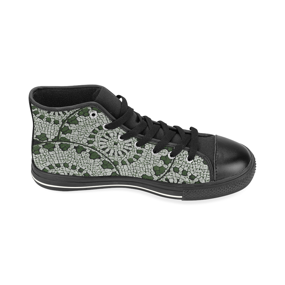LACE ABSTRACT WO High Top Canvas Women's Shoes/Large Size (Model 017)