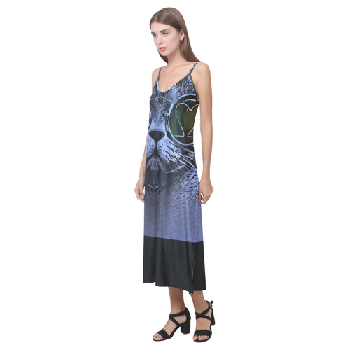 BLUE CAT V-Neck Open Fork Long Dress(Model D18)