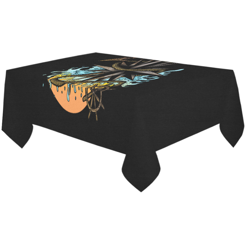 Nautical Splash Cotton Linen Tablecloth 60"x120"