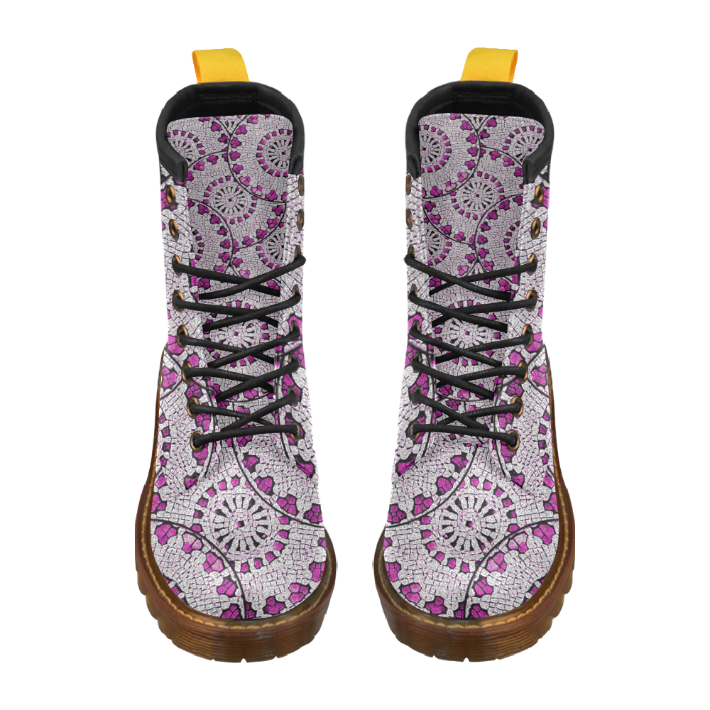 LACE PINK ABSTRACT High Grade PU Leather Martin Boots For Women Model 402H