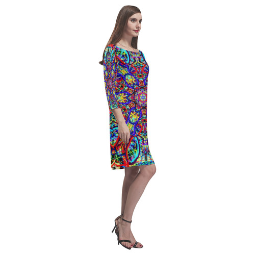 Thleudron Women's Visha Rhea Loose Round Neck Dress(Model D22)