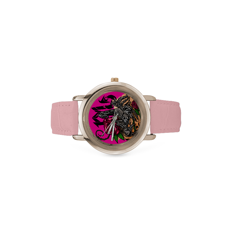 Zodiac - Scorpio Women's Rose Gold Leather Strap Watch(Model 201)
