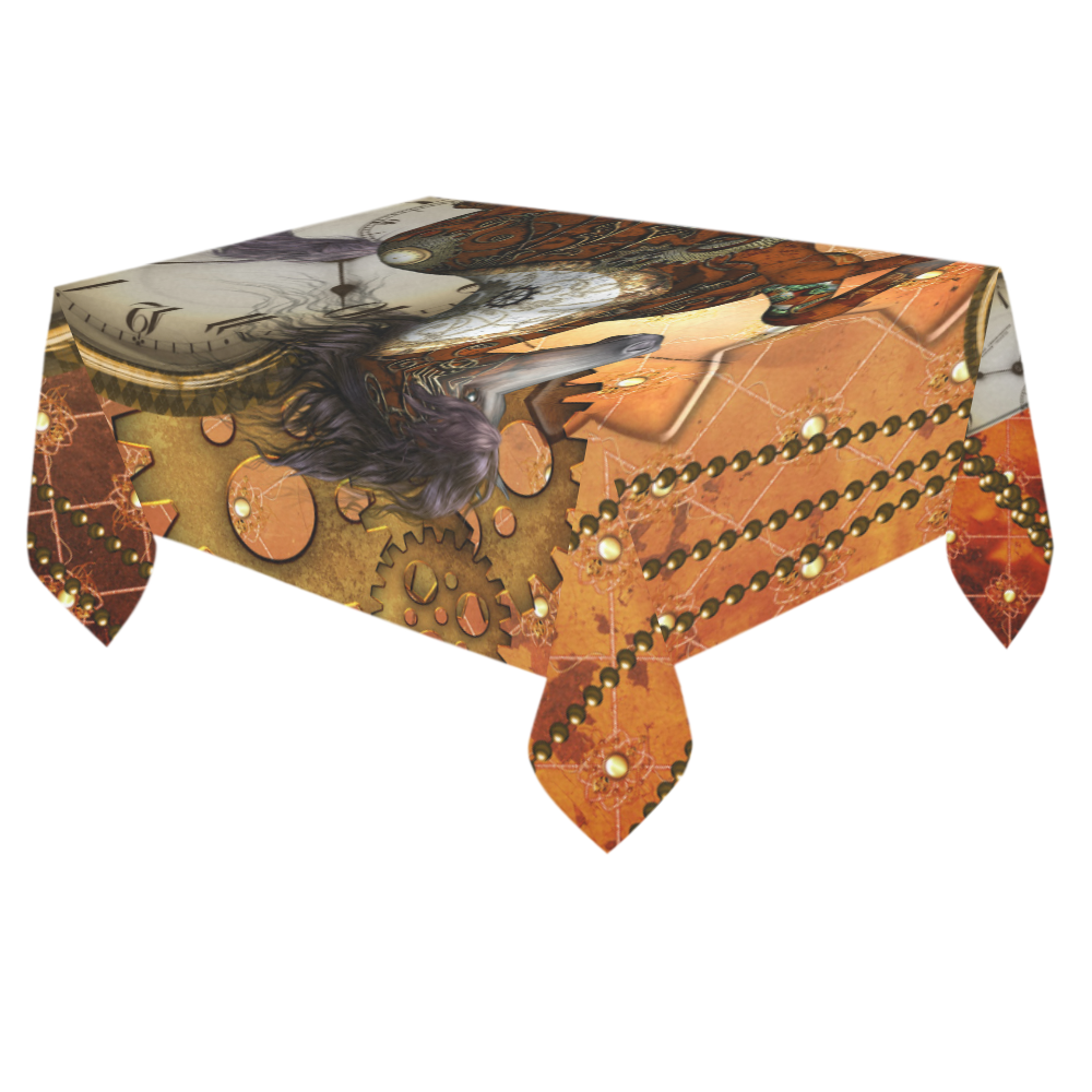 Steampunk, awesome steampunk horse Cotton Linen Tablecloth 60"x 84"