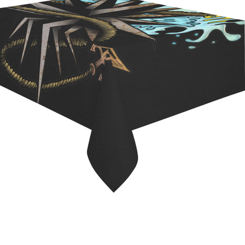 Nautical Splash Cotton Linen Tablecloth 60" x 90"