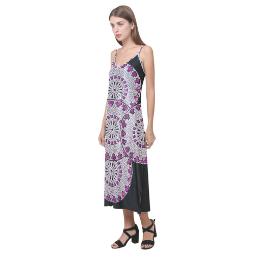 LACE ABSTRACT V-Neck Open Fork Long Dress(Model D18)