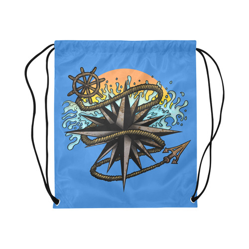 Nautical Splash Large Drawstring Bag Model 1604 (Twin Sides)  16.5"(W) * 19.3"(H)