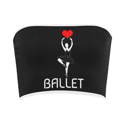 Ballerina Ballet Red Heart Beautiful Art White Fun Bandeau Top