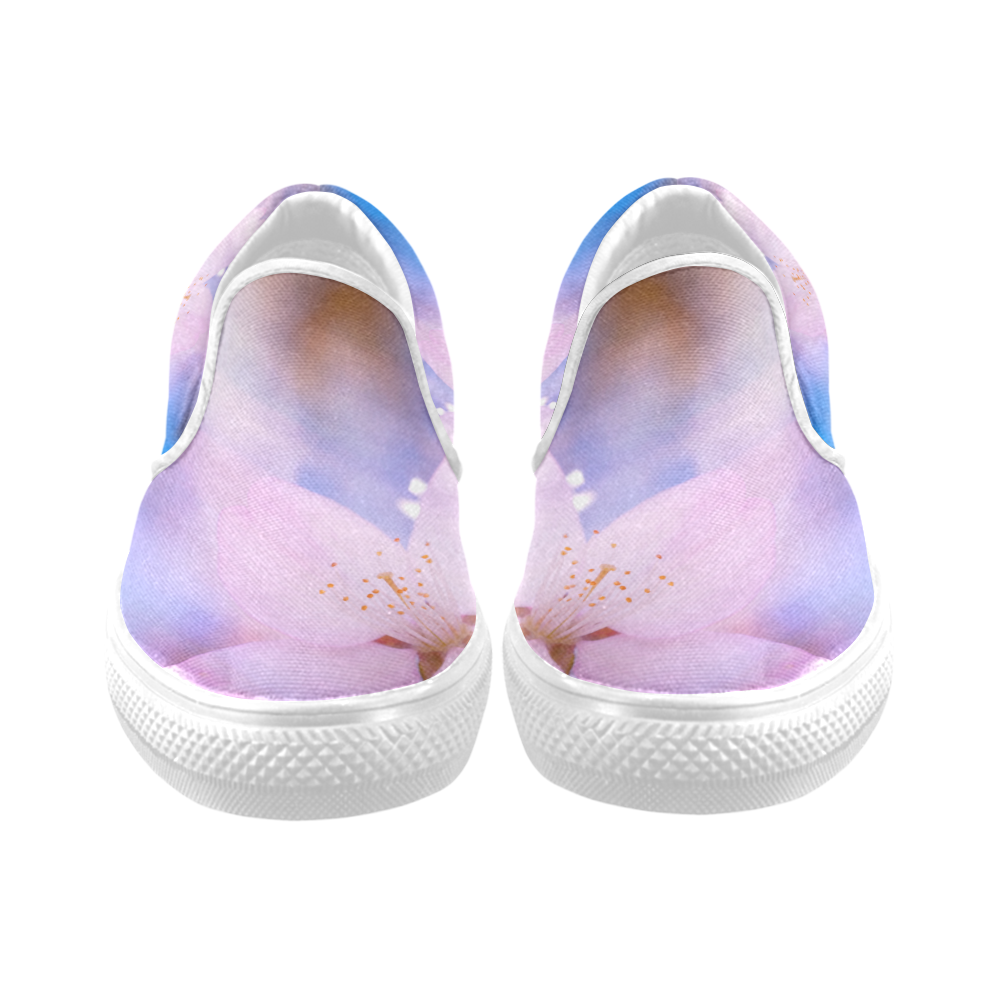 Sakura Cherry Blossom Spring Heaven Light Beauty Women's Slip-on Canvas Shoes (Model 019)