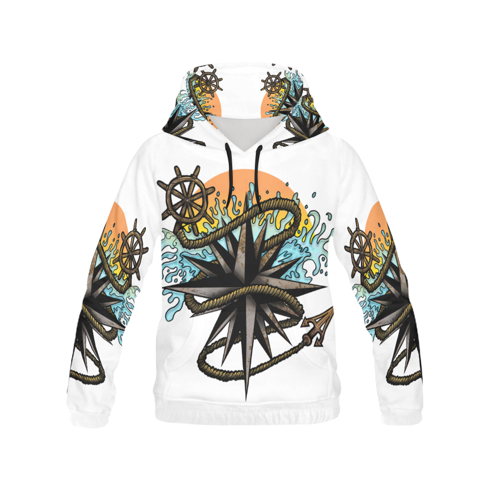Nautical Splash All Over Print Hoodie for Women (USA Size) (Model H13)