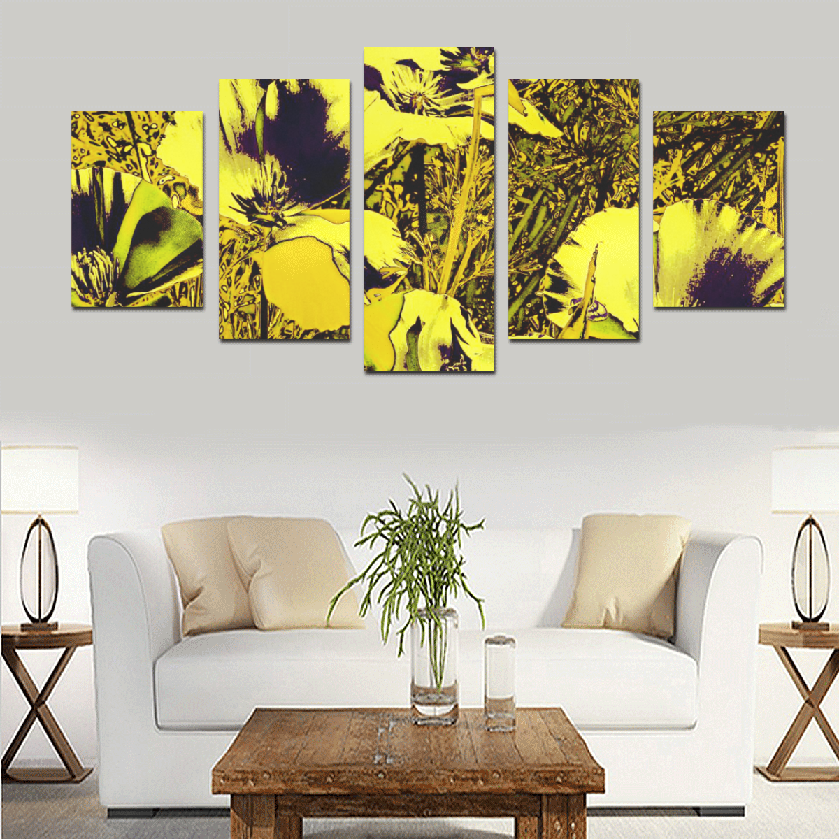 Amazing glowing flowers 2C by JamColors Canvas Print Sets D (No Frame)