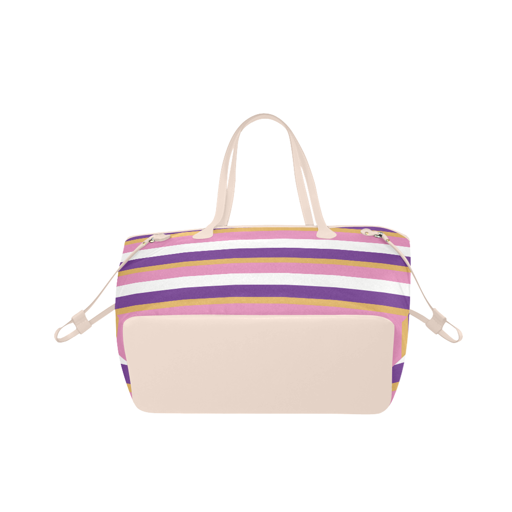 Striped Purple and Pink Clover Canvas Tote Bag (Model 1661)