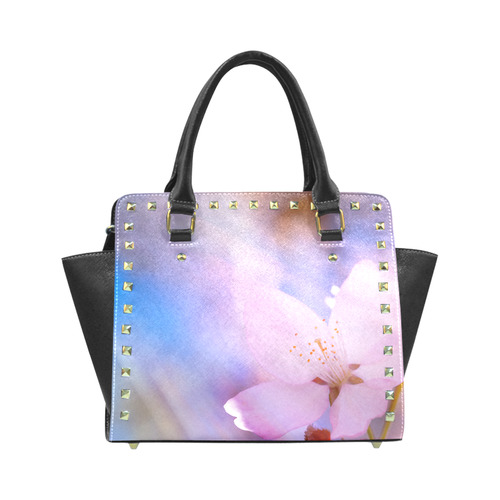 Sakura Cherry Blossom Spring Heaven Light Beauty Rivet Shoulder Handbag (Model 1645)