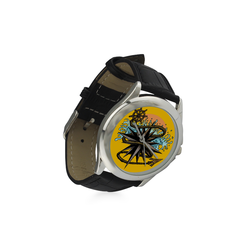 Nautical Splash Women's Classic Leather Strap Watch(Model 203)