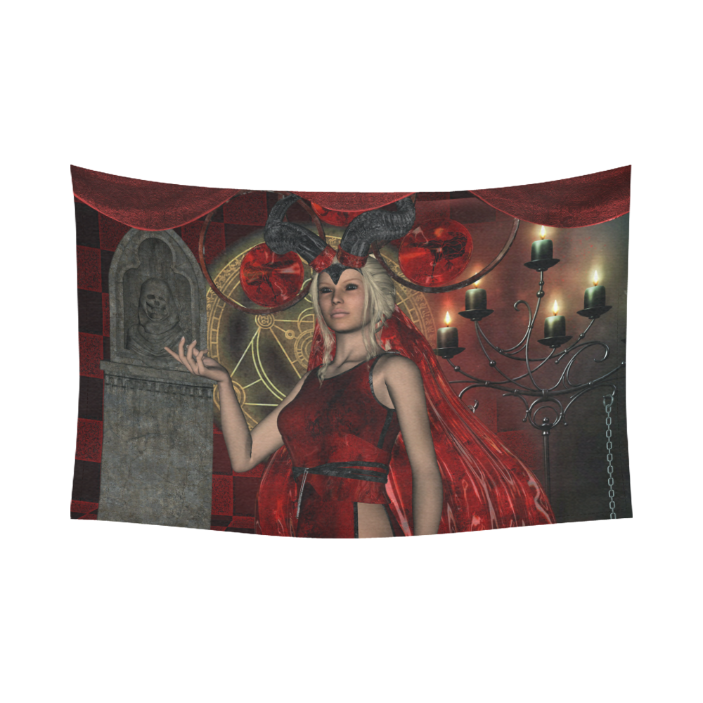 Wonderful dark fairy with candle light Cotton Linen Wall Tapestry 90"x 60"