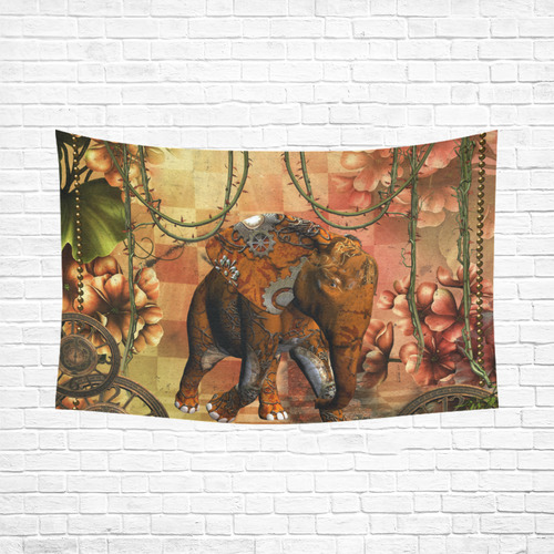 Steampunk, awesome steampunk elephant Cotton Linen Wall Tapestry 90"x 60"