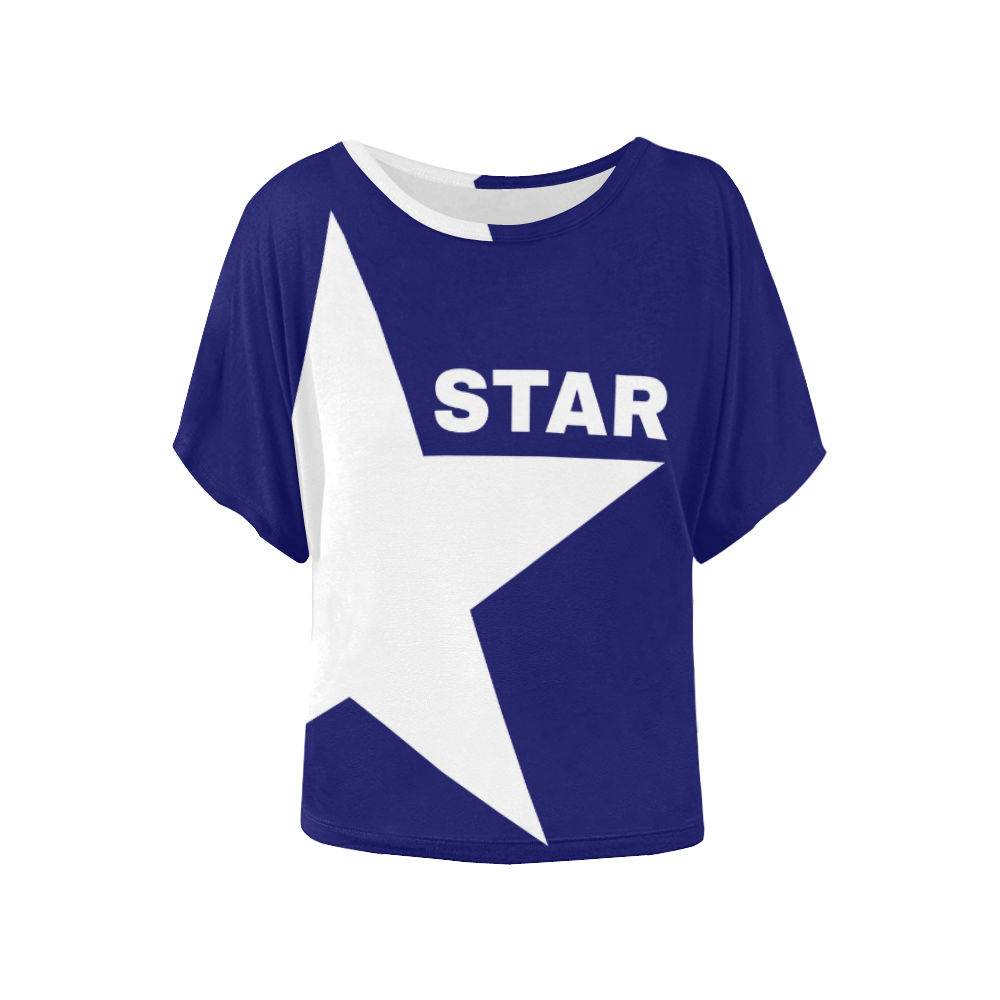White Star Patriot America Symbol Cool Trendy Women's Batwing-Sleeved Blouse T shirt (Model T44)