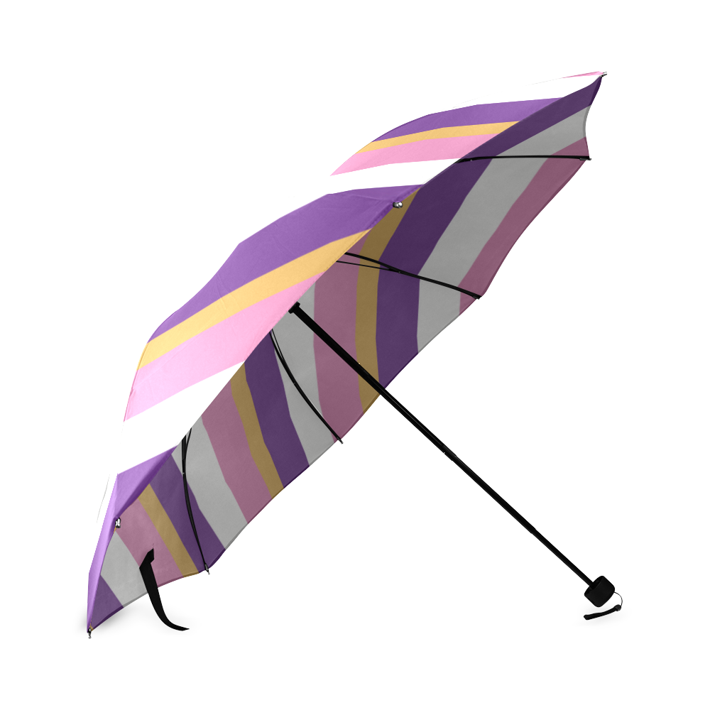 Striped Purple and Pink Umbrella Foldable Umbrella (Model U01)