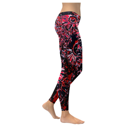 Amazing glowing flowers C by JamColors Women's Low Rise Leggings (Invisible Stitch) (Model L05)