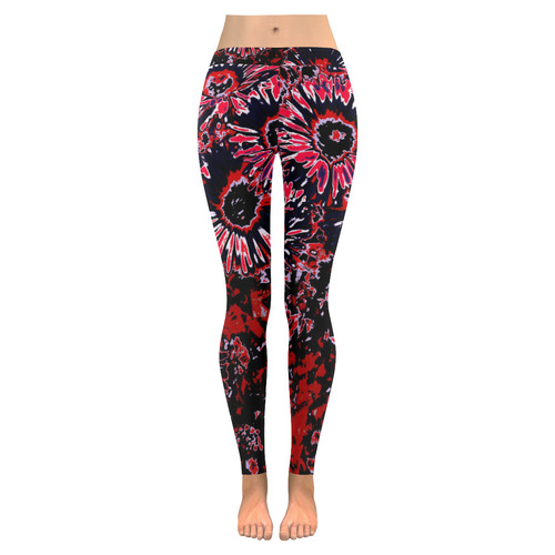 Amazing glowing flowers C by JamColors Women's Low Rise Leggings (Invisible Stitch) (Model L05)