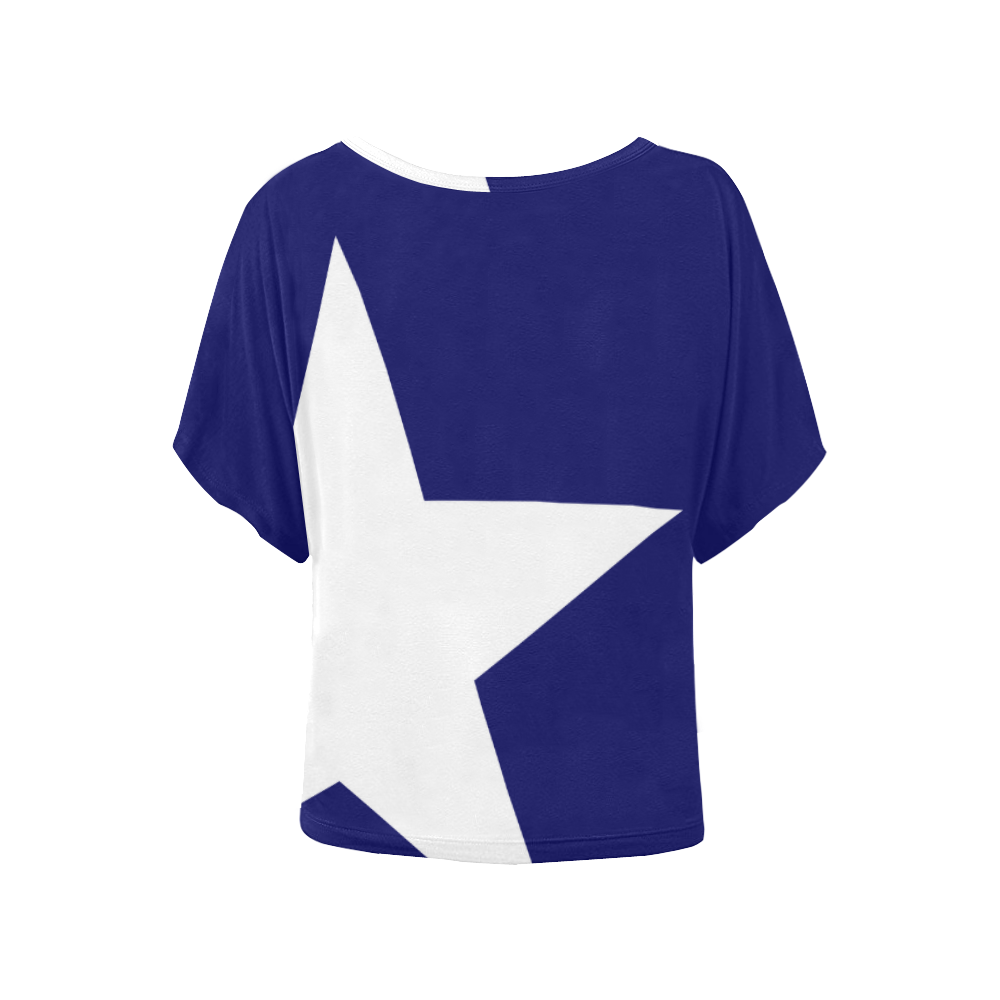 White Star Patriot America Symbol Cool Trendy Women's Batwing-Sleeved Blouse T shirt (Model T44)