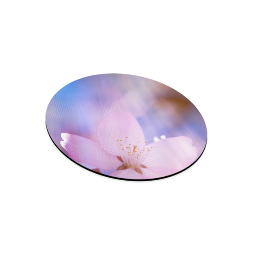 Sakura Cherry Blossom Spring Heaven Light Pink Round Mousepad