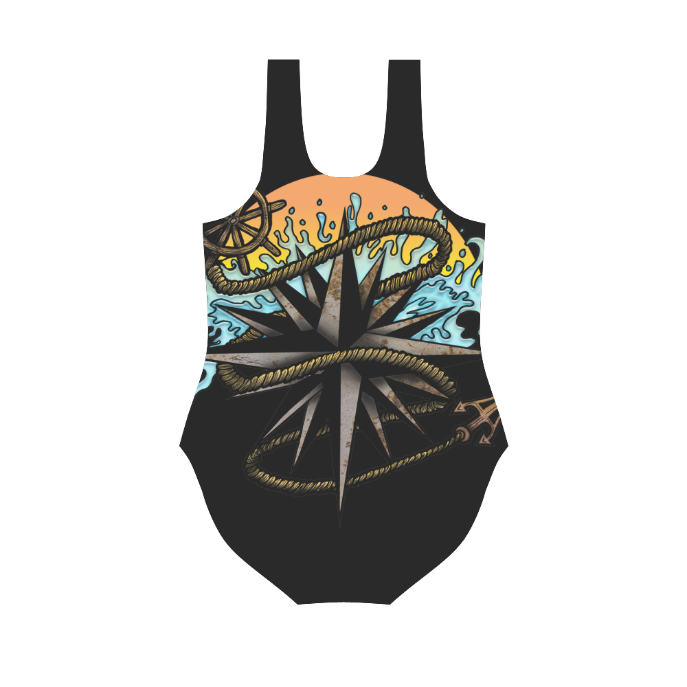 Nautical Splash Vest One Piece Swimsuit (Model S04)