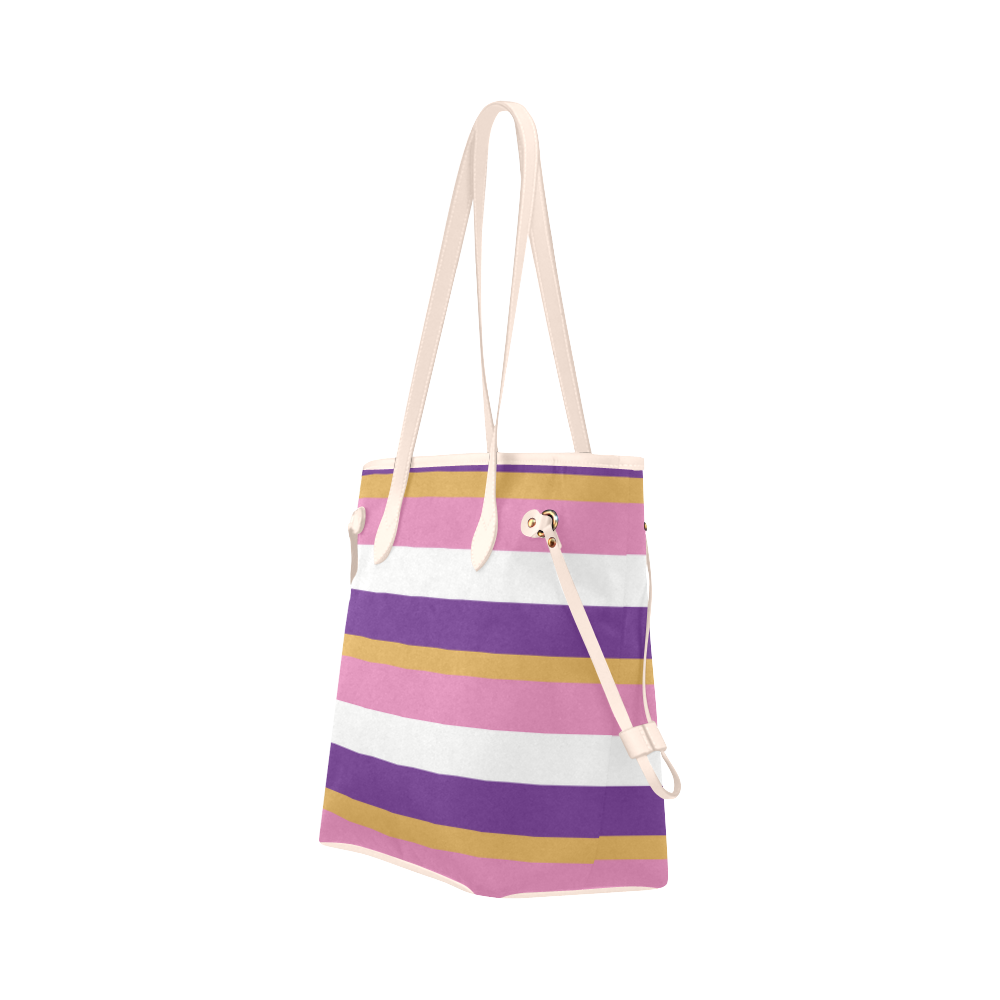 Striped Purple and Pink Clover Canvas Tote Bag (Model 1661)