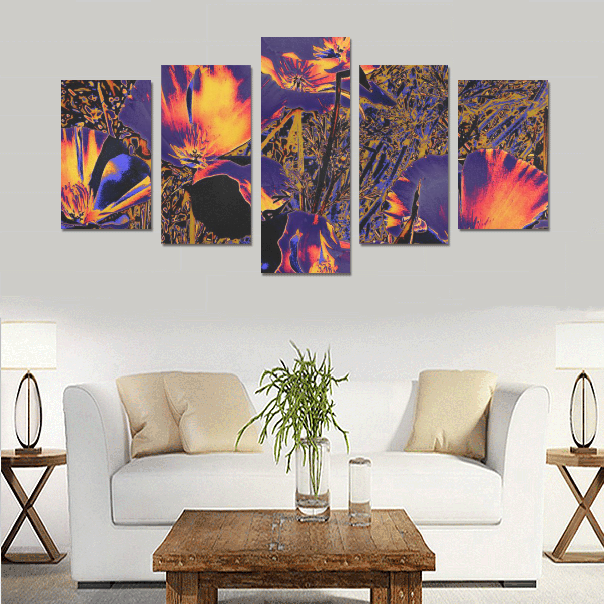 Amazing glowing flowers 2A by JamColors Canvas Print Sets C (No Frame)