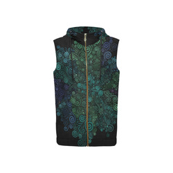 3D Psychedelic Turquoise Rose All Over Print Sleeveless Zip Up Hoodie for Women (Model H16)