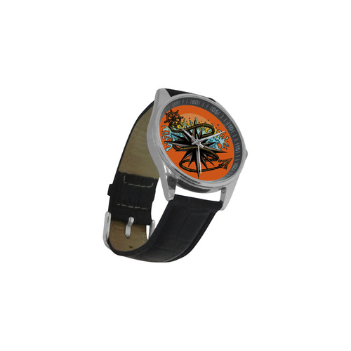 Nautical Splash Men's Casual Leather Strap Watch(Model 211)