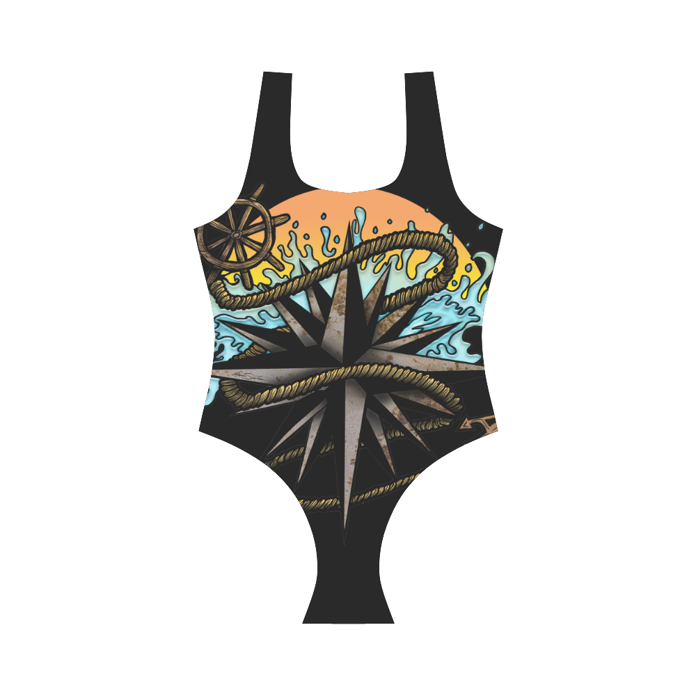 Nautical Splash Vest One Piece Swimsuit (Model S04)