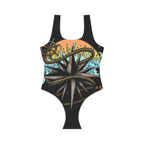 Nautical Splash Vest One Piece Swimsuit (Model S04)