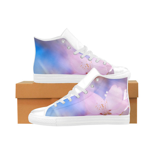 Sakura Cherry Blossom Spring Heaven Light Beauty Aquila High Top Microfiber Leather Women's Shoes (Model 032)