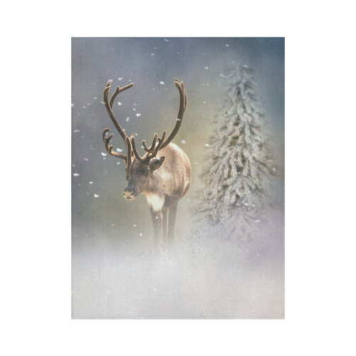 Santa Claus Reindeer in the snow Cotton Linen Wall Tapestry 60"x 80"