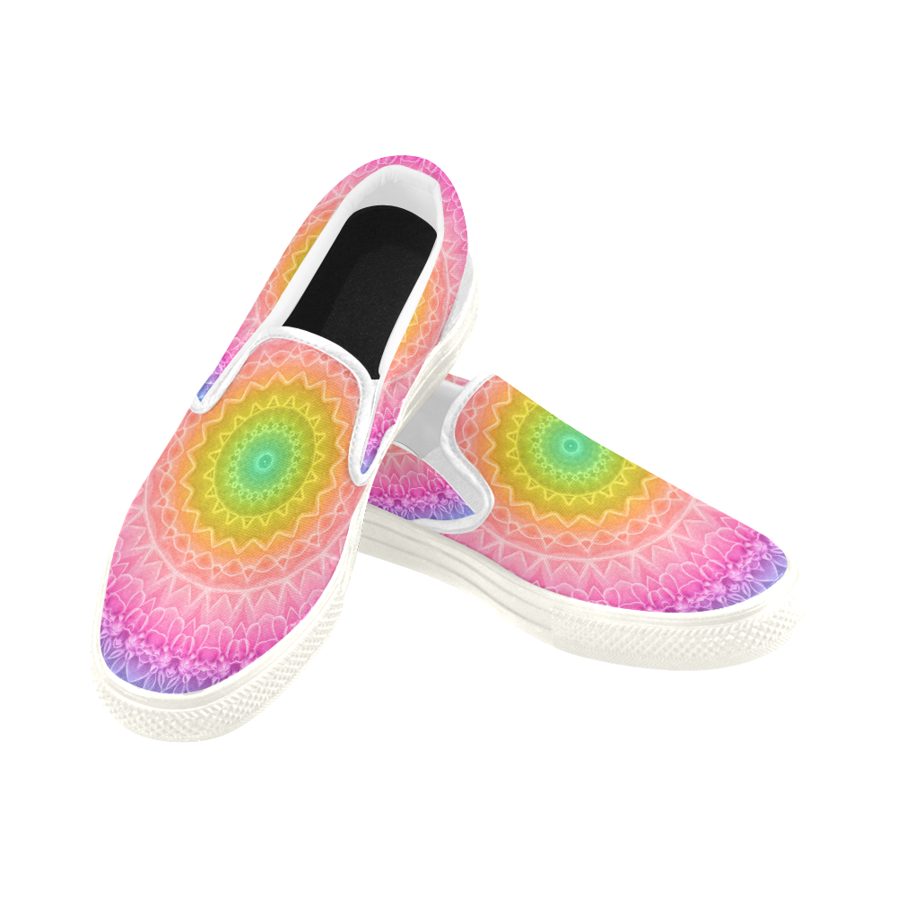 mandala dahlia Women's Slip-on Canvas Shoes (Model 019)