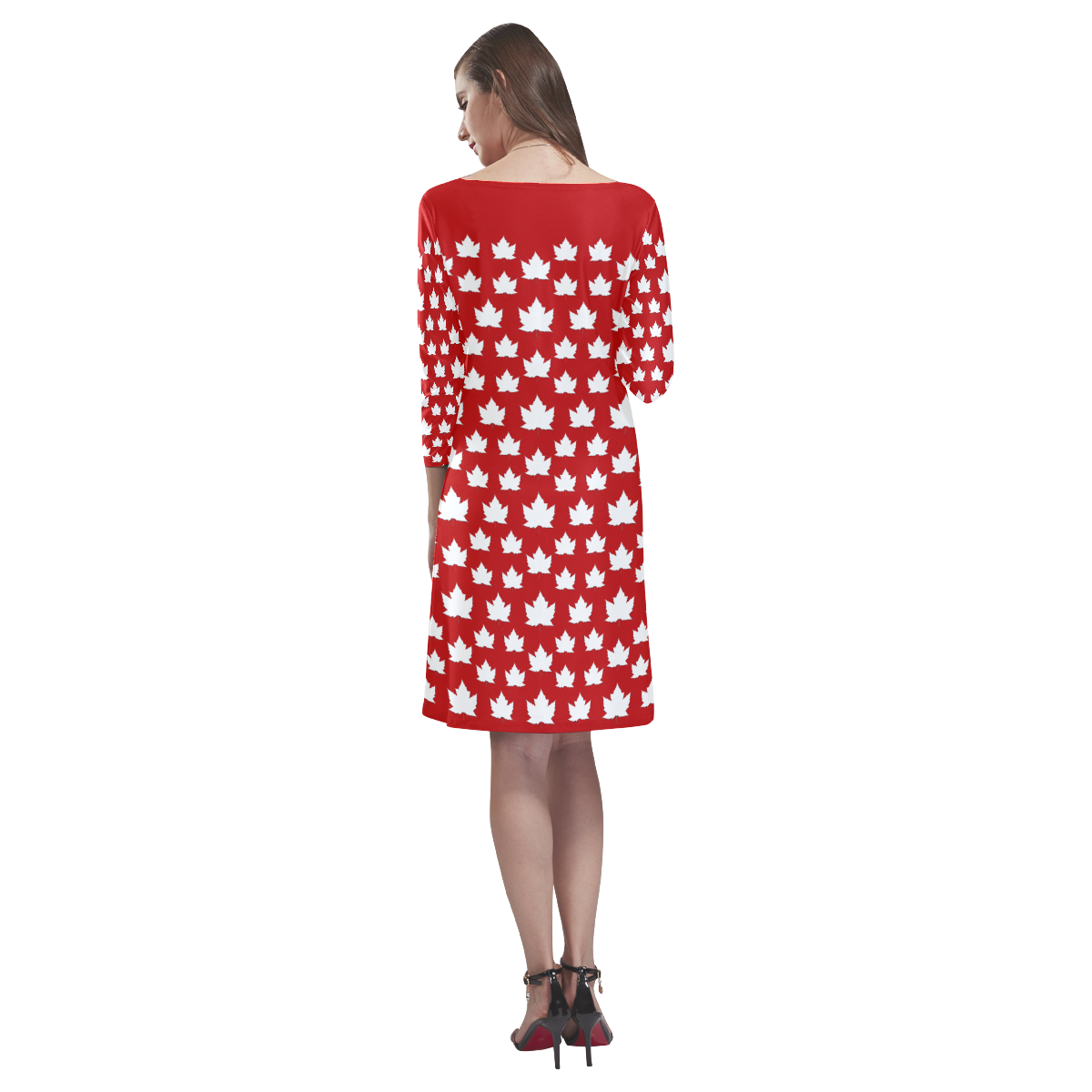 Canada Dress Cute Canada Flag Dresses Rhea Loose Round Neck Dress(Model D22)