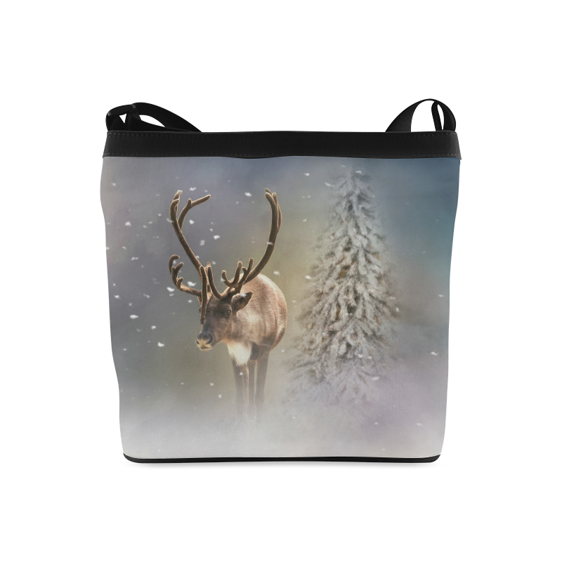 Santa Claus Reindeer in the snow Crossbody Bags (Model 1613)