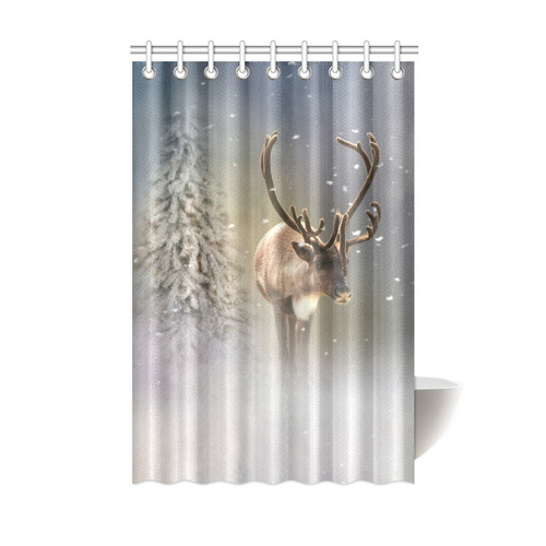 Santa Claus Reindeer in the snow Shower Curtain 48"x72"