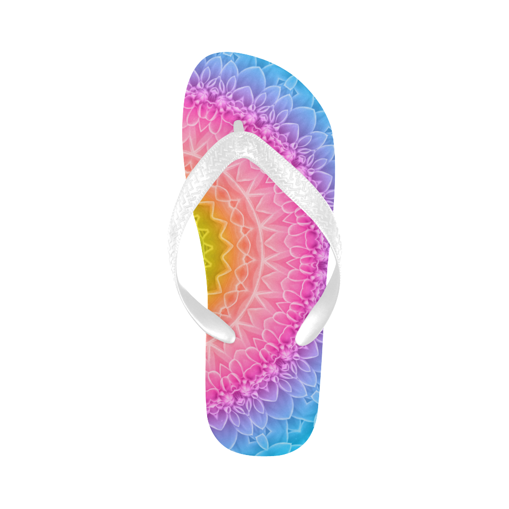 mandala dahlia Flip Flops for Men/Women (Model 040)