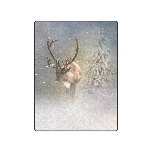 Santa Claus Reindeer in the snow Blanket 50"x60"