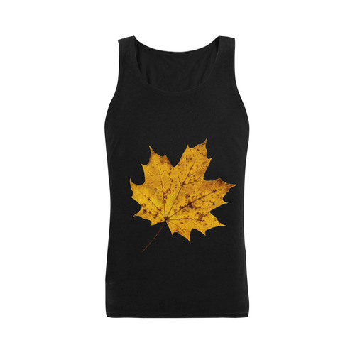 Maple Leaf Canada Autumn Yellow Fall Flora Cool Plus-size Men's Shoulder-Free Tank Top (Model T33)