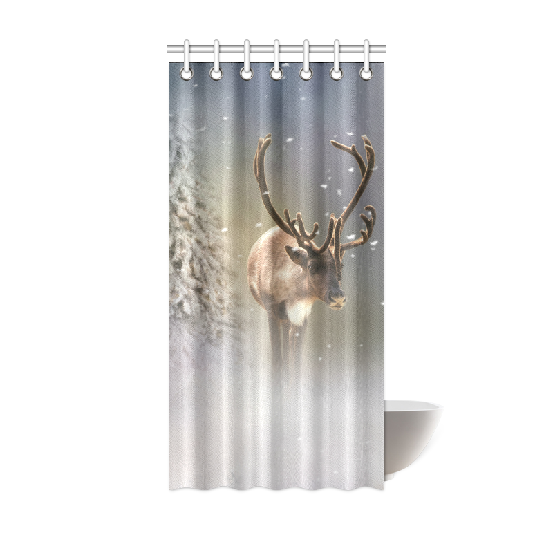 Santa Claus Reindeer in the snow Shower Curtain 36"x72"
